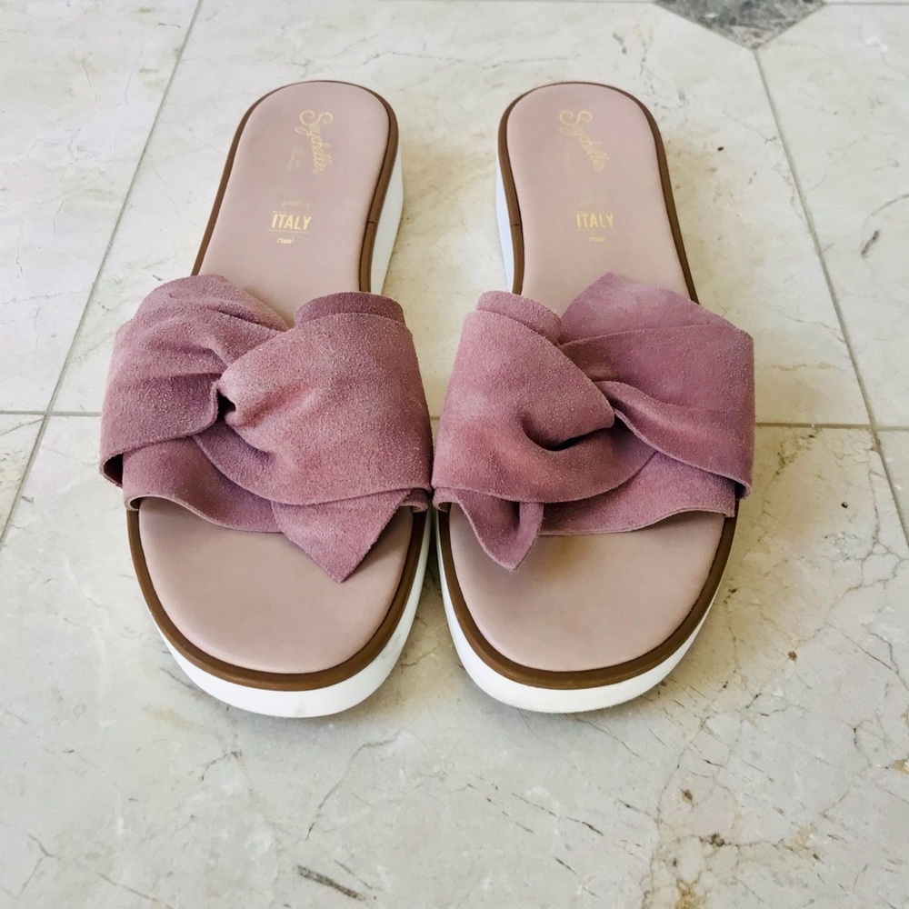 Seychelles Coast Blush Suede Leather Platform Slide Sandal Size 11
